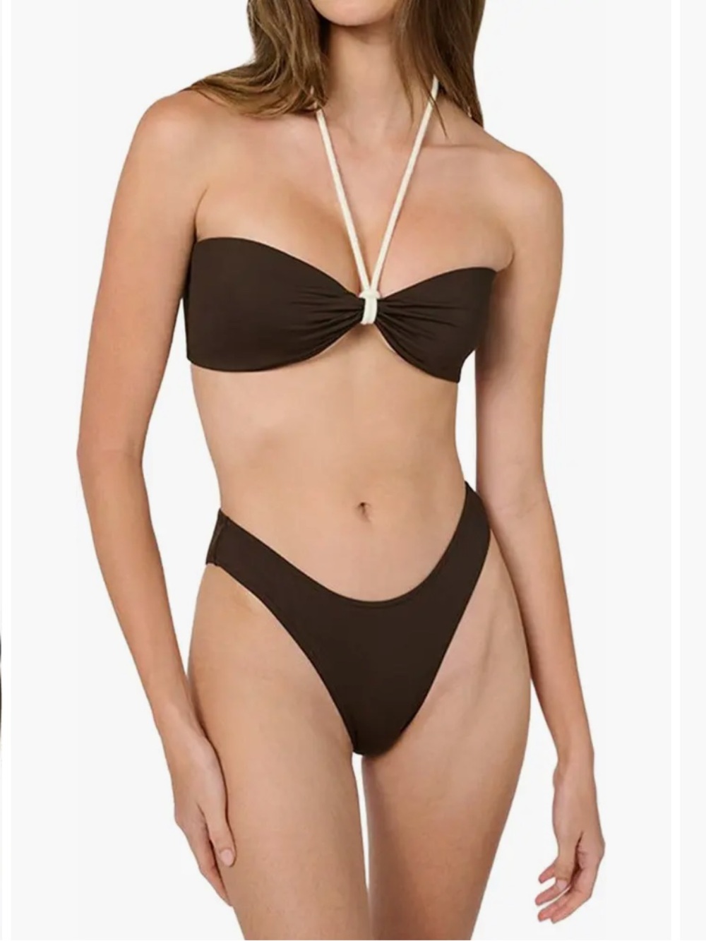 NWT WEWOREWHAT HALTER BIKINI SET MAHOGANY